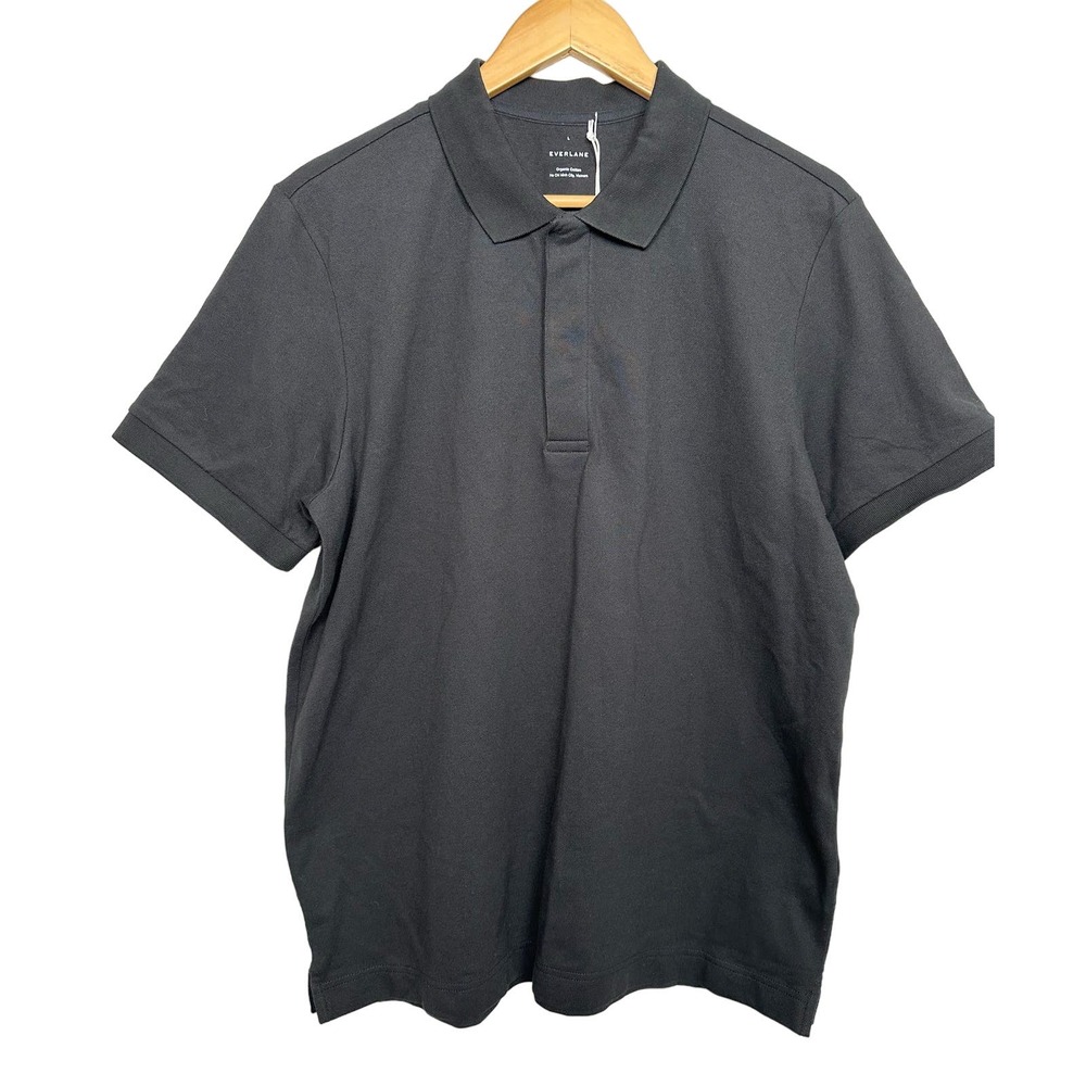 New Everlane Men's Size Large Performance Polo Black Short Sleeve Shirt Organic